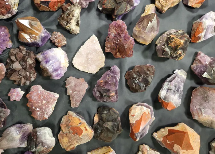 Minerals on a table