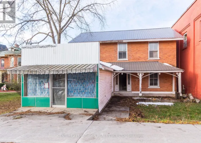 Facade of a vacant building in downtown Marmora