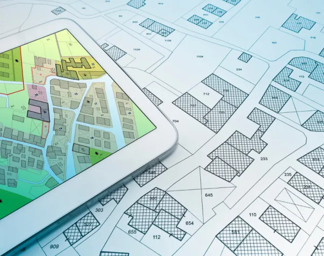 picture of tablet on top of map of lots